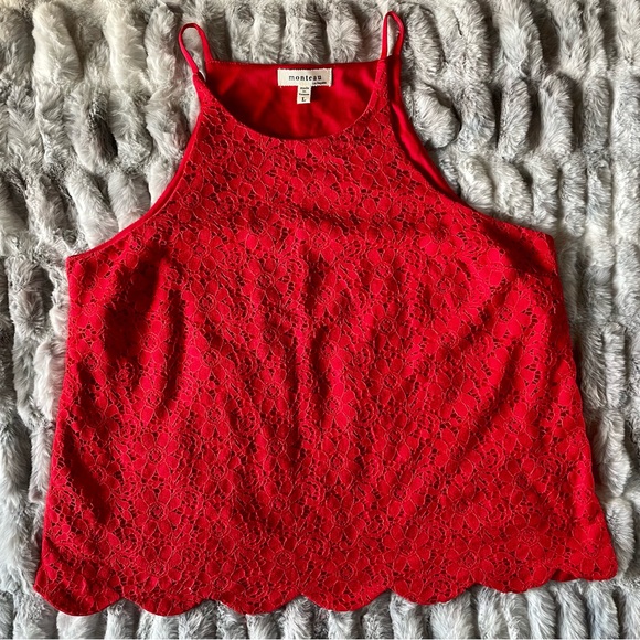 Red Summer Top size Large by Monteau Los Angeles - Picture 7 of 8